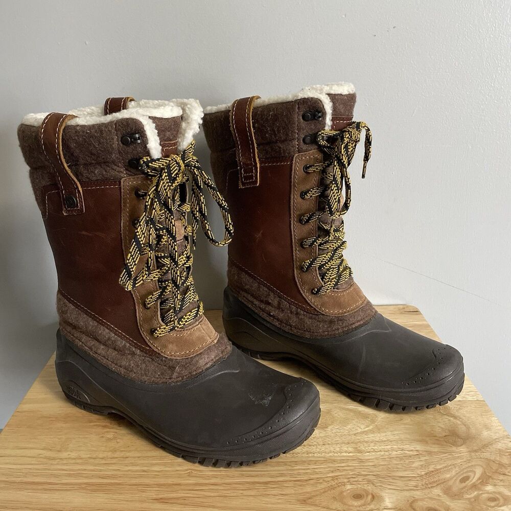 THE NORTH FACE Women’s Shellista Size 9.5 Mid Insulated Snow Winter Brown Boots